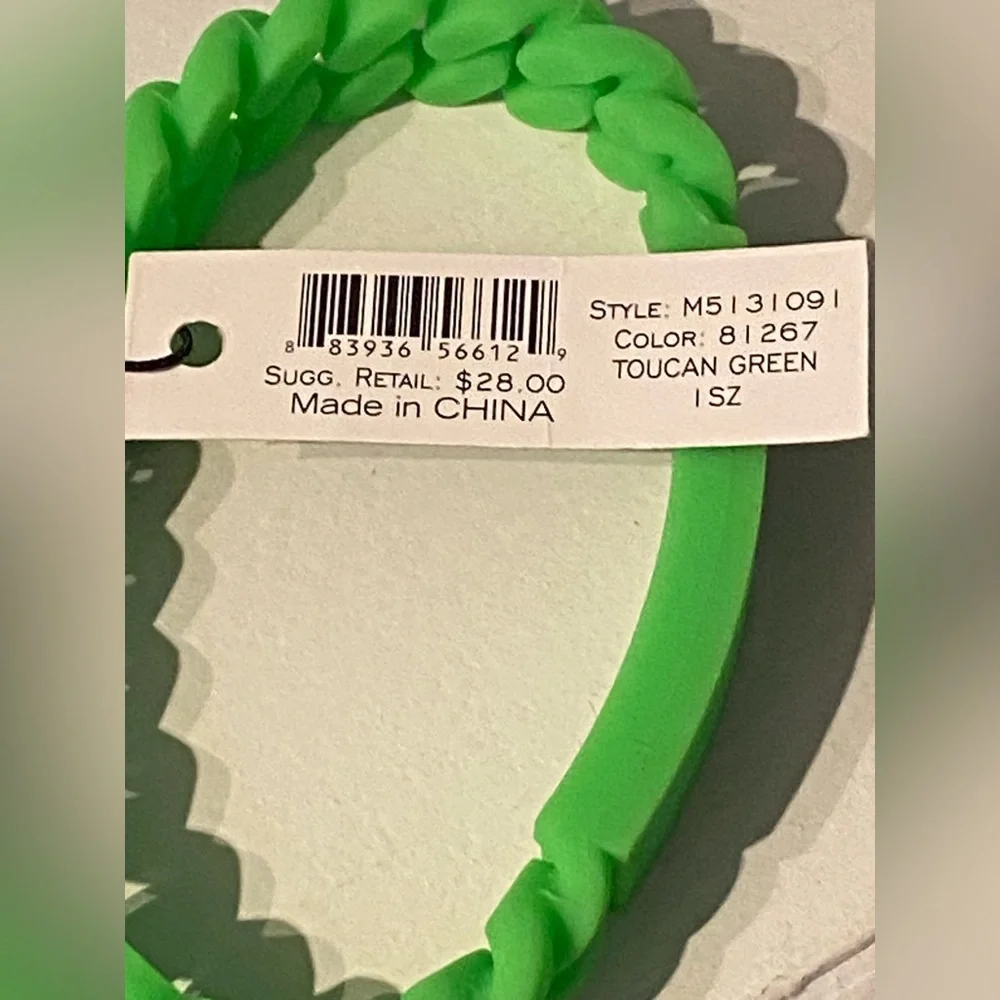 Marc Jacob’s Silicone Vibrant Green Braided Bracelet NWT - Picture 3 of 4